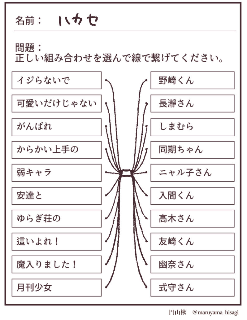 ただしい組み合わせを線でつなげるテスト必勝方法