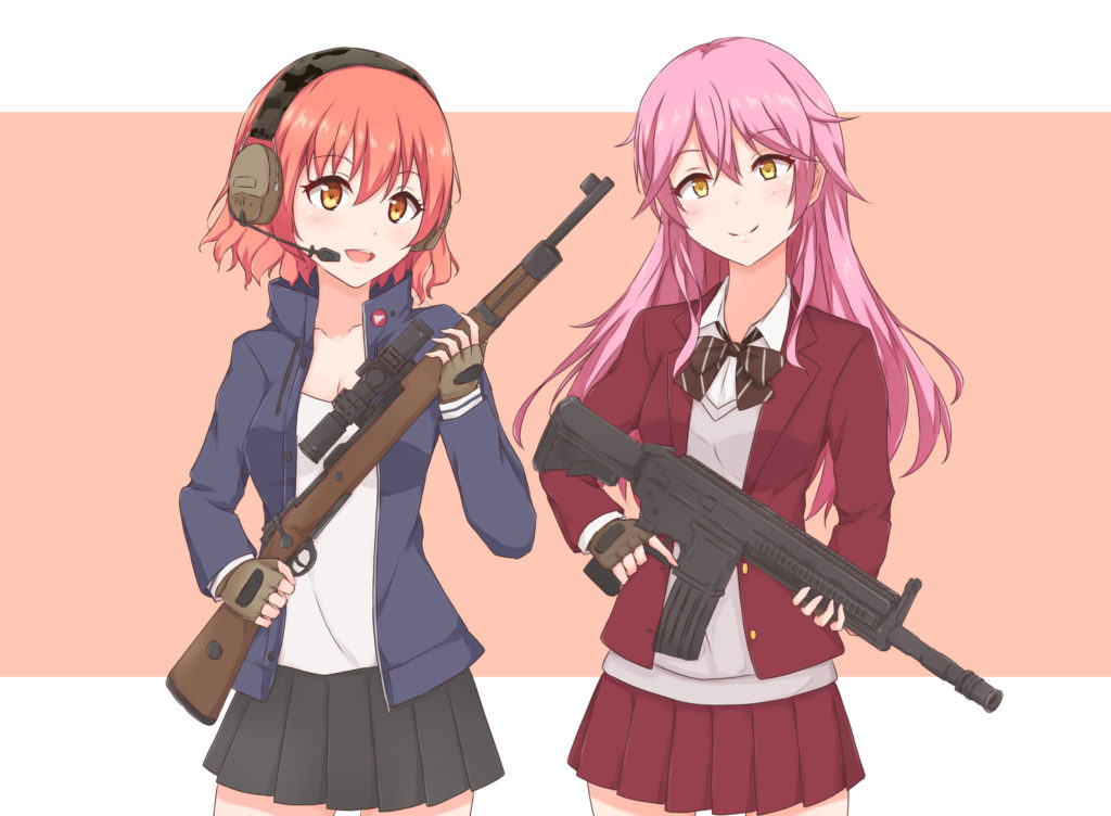 銃を持った2人の女の子
